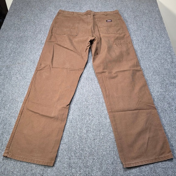 Dickies Carpenter Pants Mens 36x32 Brown Duck Cotton Canvas Work Dungarees Wear - Picture 6 of 7